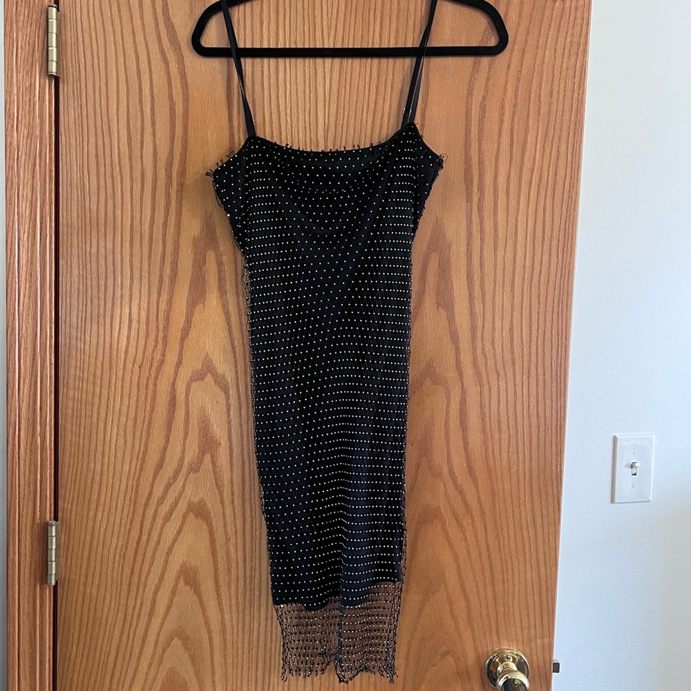Black Beaded Slip Dress